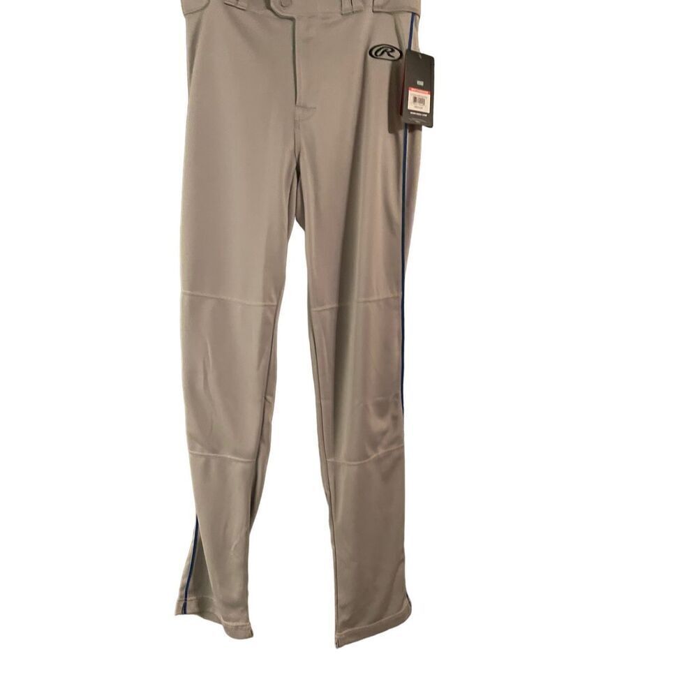 New Rawlings Mens Gray Semi-Relaxed Fit Launch Piped Casual Baseball Pants Mediu